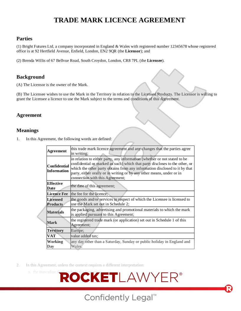 Trademark license agreement discount